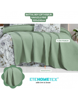 ETEHOMETEX HAVUZLU PİKE ÇİFT KİŞİLİK 220X240CM YEŞİL 8696474231847
